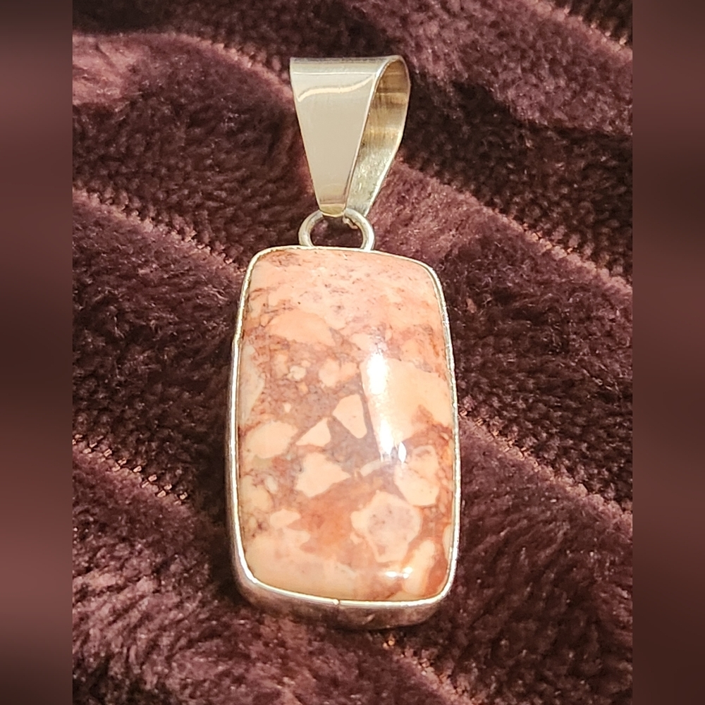 Beautiful Jasper Pendant Signed and Stamped By Artist
